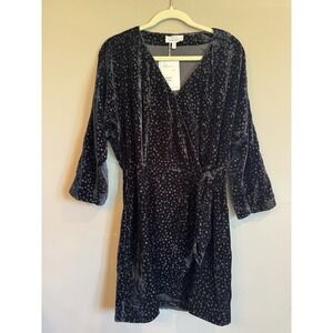 PARIS ATELIER‎ & OTHER STORIES Velvet Wrap Dress Women Size 10Burnout Dots Black